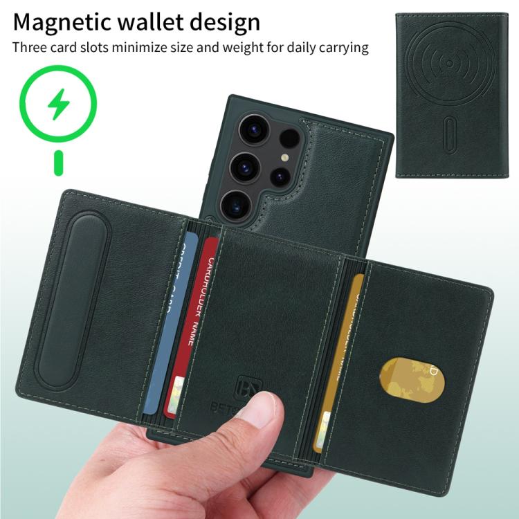 For Samsung Galaxy S23 Ultra 5G BETOPNICE Horizontal Flip Detachable MagSafe Wallet Phone Case(Green) by BETOPNICE
