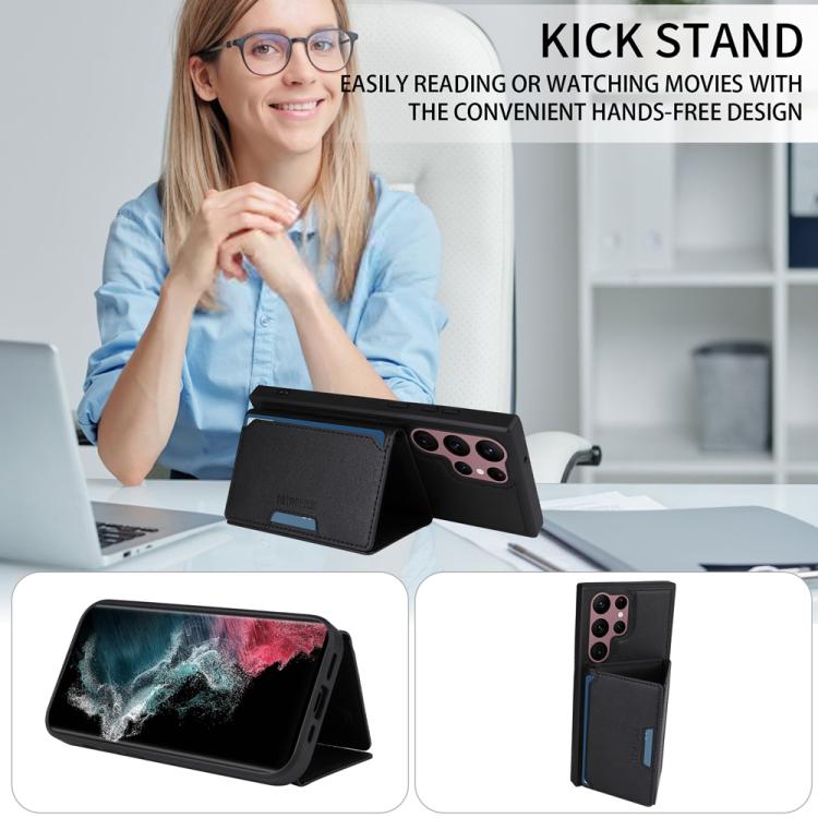 For Samsung Galaxy S22 Ultra 5G BETOPNICE Horizontal Flip Detachable MagSafe Wallet Phone Case(Black) by BETOPNICE