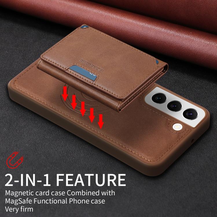 For Samsung Galaxy S22 5G BETOPNICE Horizontal Flip Detachable MagSafe Wallet Phone Case(Brown) by BETOPNICE