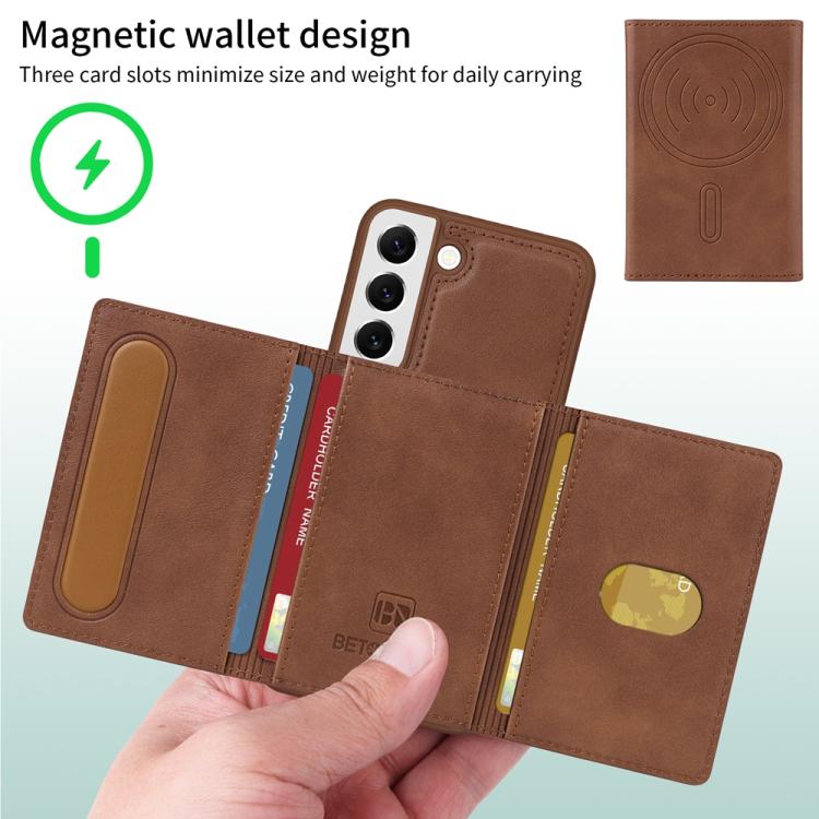 For Samsung Galaxy S22 5G BETOPNICE Horizontal Flip Detachable MagSafe Wallet Phone Case(Brown) by BETOPNICE