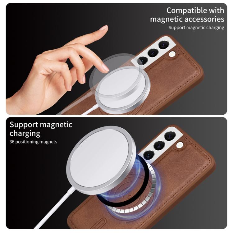 For Samsung Galaxy S22 5G BETOPNICE Horizontal Flip Detachable MagSafe Wallet Phone Case(Brown) by BETOPNICE