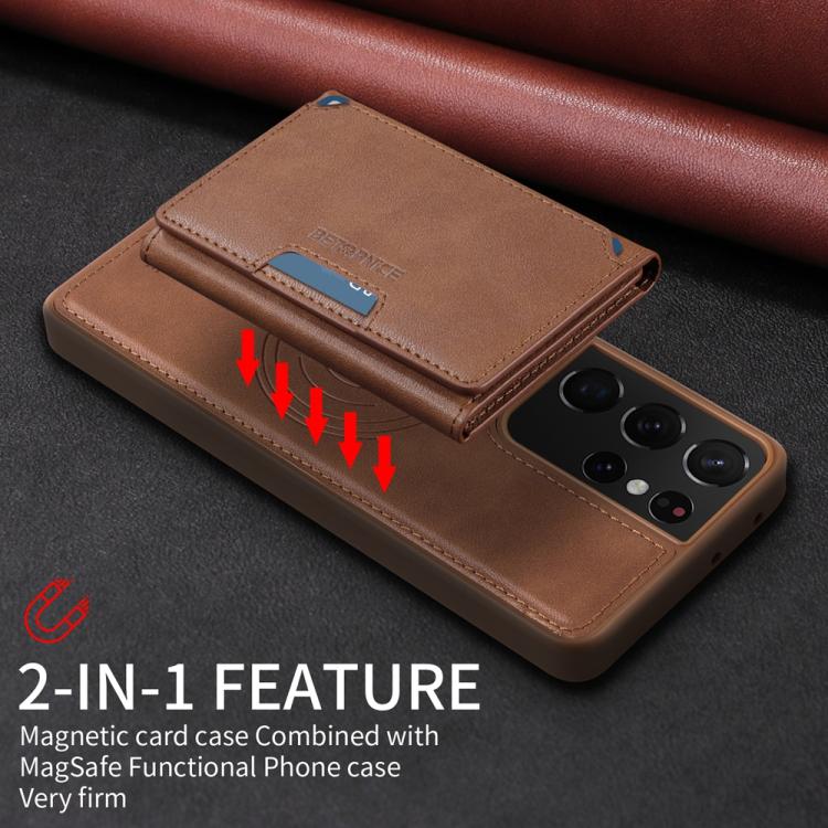 For Samsung Galaxy S21 Ultra 5G BETOPNICE Horizontal Flip Detachable MagSafe Wallet Phone Case(Brown) by BETOPNICE