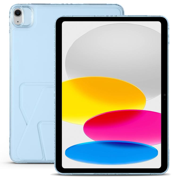For iPad 2025 / 2022 Folding Magnetic Holder Acrylic Leather Back Tablet Case(Sky Blue) by bashfashion