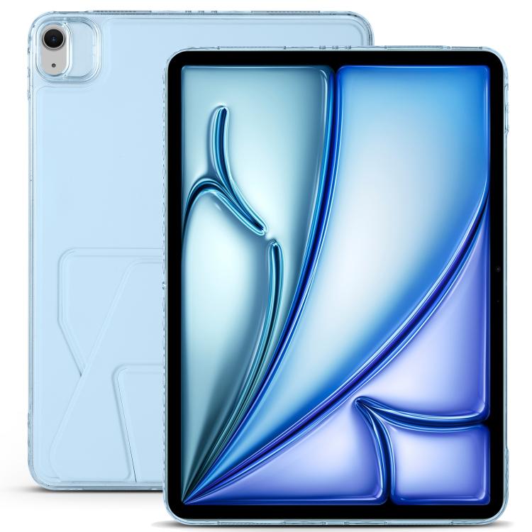 For iPad Air 11 2024 / 2025 Folding Magnetic Holder Acrylic Leather Back Tablet Case(Sky Blue) by bashfashion