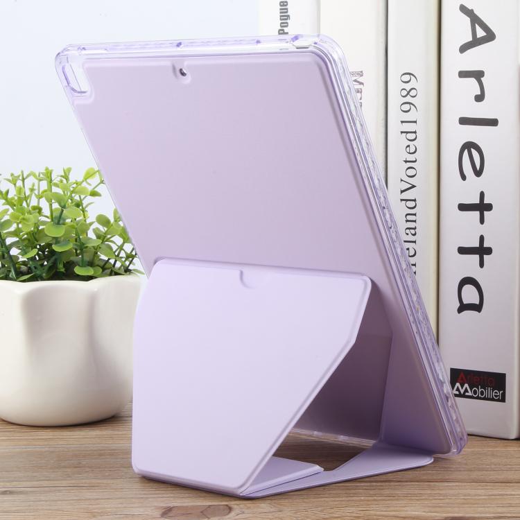 For iPad 10.2 2021 / 2020 / 10.5 Folding Magnetic Holder Acrylic Leather Back Tablet Case(Purple) by bashfashion