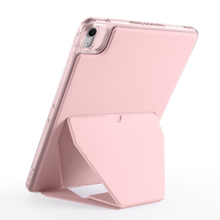 For iPad Air 13 2024 / 2025 Folding Magnetic Holder Acrylic Leather Back Tablet Case(Pink) by bashfashion