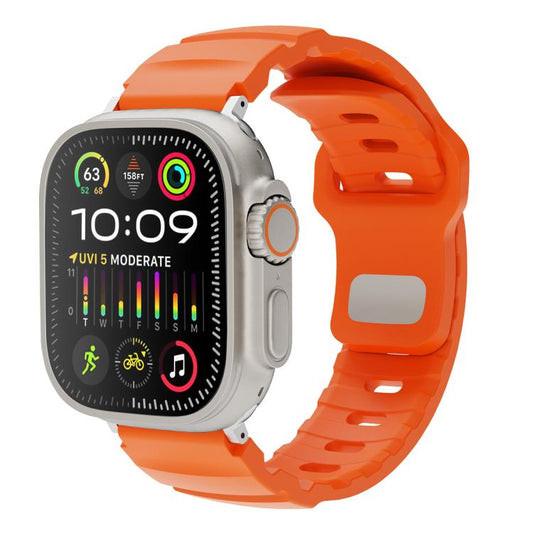 For Apple Watch 42mm / 41mm / 40mm / 38mm Solid Color Reverse Buckle Fluororubber Watch Band(Orange) by bashfashion