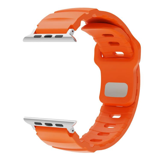 For Apple Watch 42mm / 41mm / 40mm / 38mm Solid Color Reverse Buckle Fluororubber Watch Band(Orange) by bashfashion