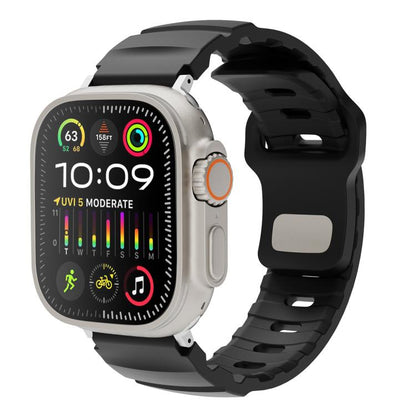 For Apple Watch 42mm / 41mm / 40mm / 38mm Solid Color Reverse Buckle Fluororubber Watch Band(Black) by bashfashion