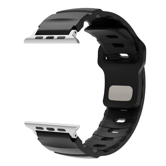 For Apple Watch 42mm / 41mm / 40mm / 38mm Solid Color Reverse Buckle Fluororubber Watch Band(Black) by bashfashion