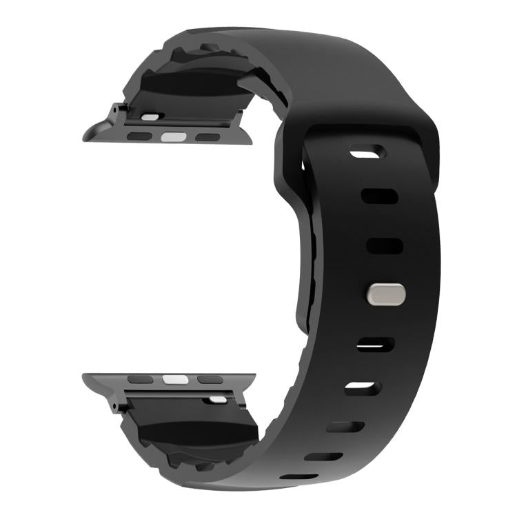 For Apple Watch 42mm / 41mm / 40mm / 38mm Solid Color Reverse Buckle Fluororubber Watch Band(Black) by bashfashion