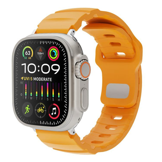 For Apple Watch 42mm / 41mm / 40mm / 38mm Solid Color Reverse Buckle Fluororubber Watch Band(Yellow) by bashfashion