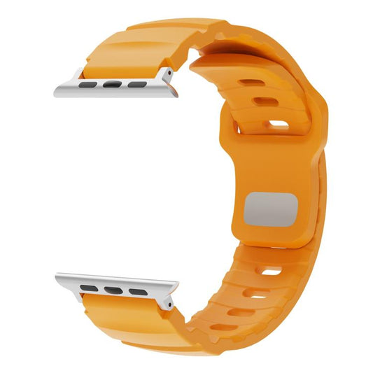 For Apple Watch 42mm / 41mm / 40mm / 38mm Solid Color Reverse Buckle Fluororubber Watch Band(Yellow) by bashfashion