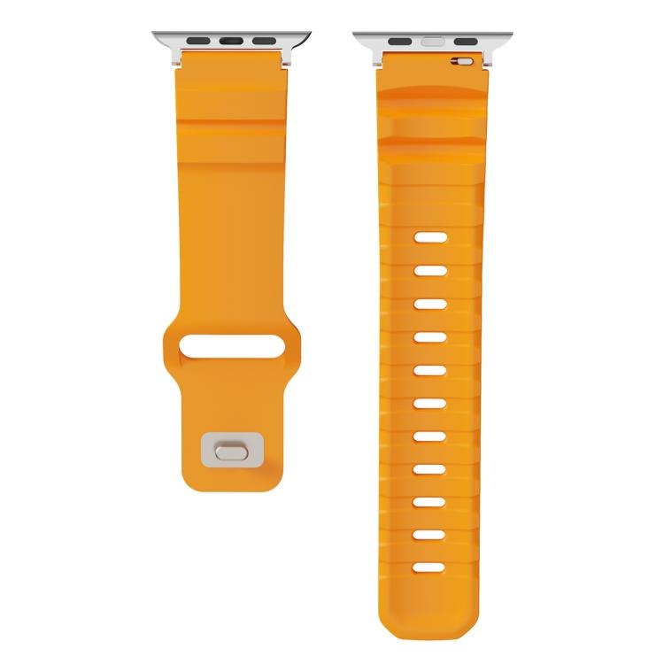 For Apple Watch 42mm / 41mm / 40mm / 38mm Solid Color Reverse Buckle Fluororubber Watch Band(Yellow) by bashfashion
