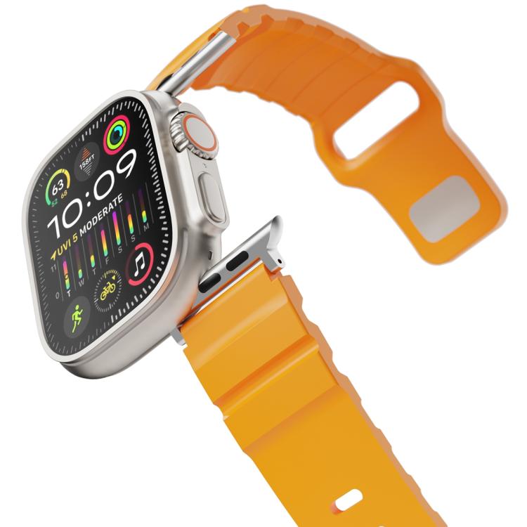 For Apple Watch 42mm / 41mm / 40mm / 38mm Solid Color Reverse Buckle Fluororubber Watch Band(Yellow) by bashfashion