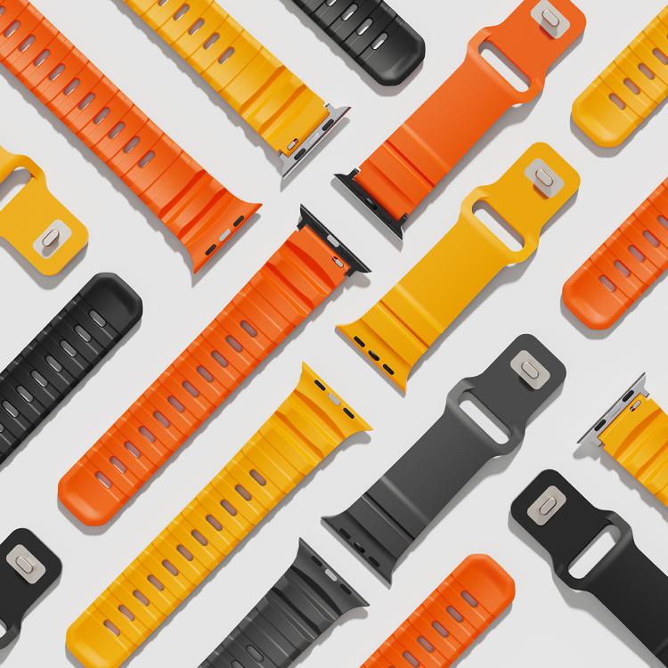 For Apple Watch 42mm / 41mm / 40mm / 38mm Solid Color Reverse Buckle Fluororubber Watch Band(Yellow) by bashfashion