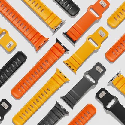For Apple Watch 42mm / 41mm / 40mm / 38mm Solid Color Reverse Buckle Fluororubber Watch Band(Black) by bashfashion