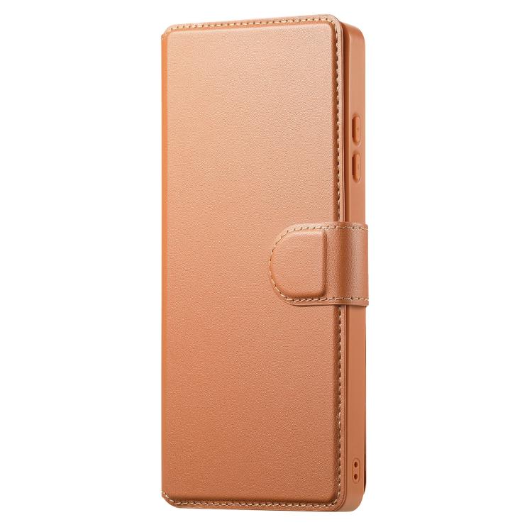 For Samsung Galaxy S25 Ultra 5G CaseNeo Finger Grip Strap MagSafe Leather Phone Case(Brown) by CaseNeo