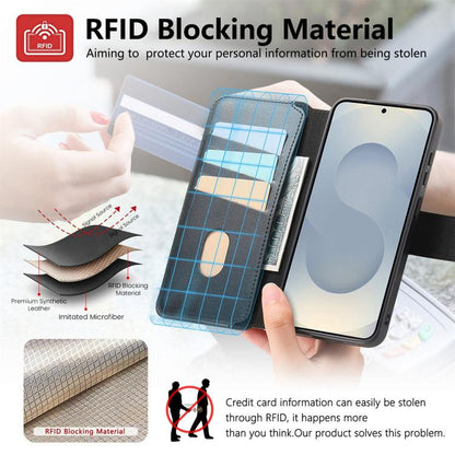 For Samsung Galaxy S25+ / S24+ 5G CaseNeo Finger Grip Strap MagSafe Leather Phone Case(Black) by CaseNeo