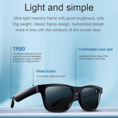 E10 Smart Audio Bluetooth Glasses, Style: Button Style(Transparent) by bashfashion