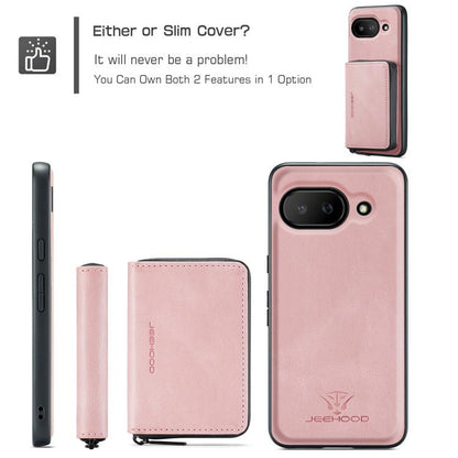 For Google Pixel 9a JEEHOOD J02 Magnetic Zipper Horizontal Flip Leather Phone Case(Pink) by JEEHOOD