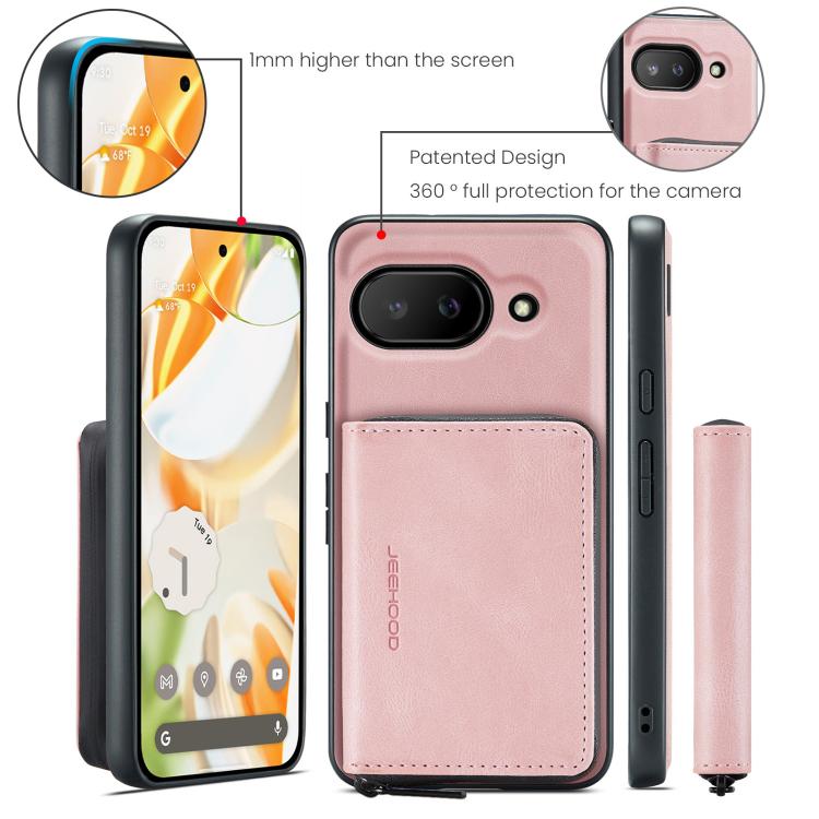 For Google Pixel 9a JEEHOOD J02 Magnetic Zipper Horizontal Flip Leather Phone Case(Pink) by JEEHOOD
