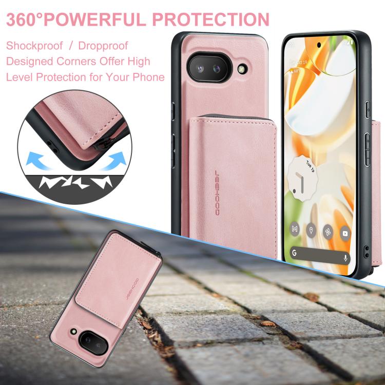 For Google Pixel 9a JEEHOOD J02 Magnetic Zipper Horizontal Flip Leather Phone Case(Pink) by JEEHOOD