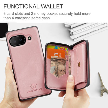 For Google Pixel 9a JEEHOOD J02 Magnetic Zipper Horizontal Flip Leather Phone Case(Pink) by JEEHOOD