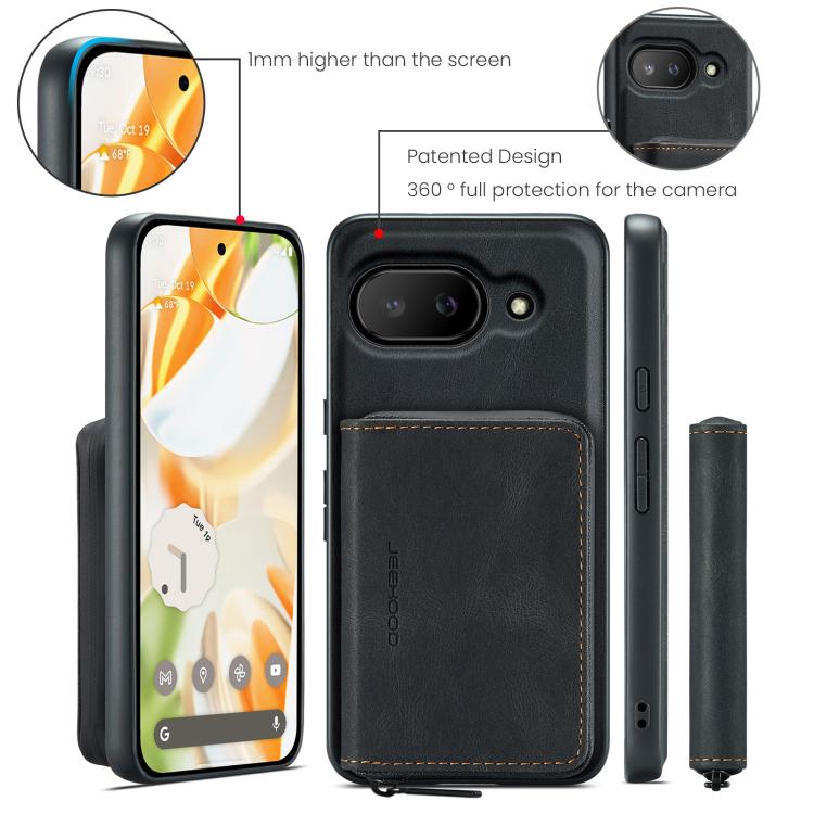 For Google Pixel 9a JEEHOOD J02 Magnetic Zipper Horizontal Flip Leather Phone Case(Black) by JEEHOOD