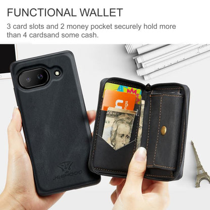 For Google Pixel 9a JEEHOOD J02 Magnetic Zipper Horizontal Flip Leather Phone Case(Black) by JEEHOOD