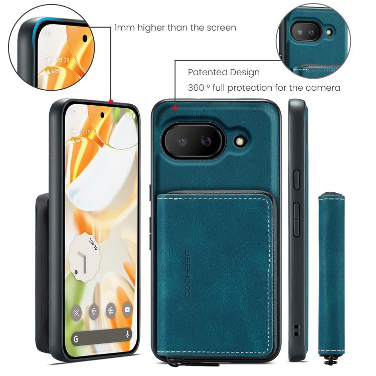 For Google Pixel 9a JEEHOOD J02 Magnetic Zipper Horizontal Flip Leather Phone Case(Blue) by JEEHOOD