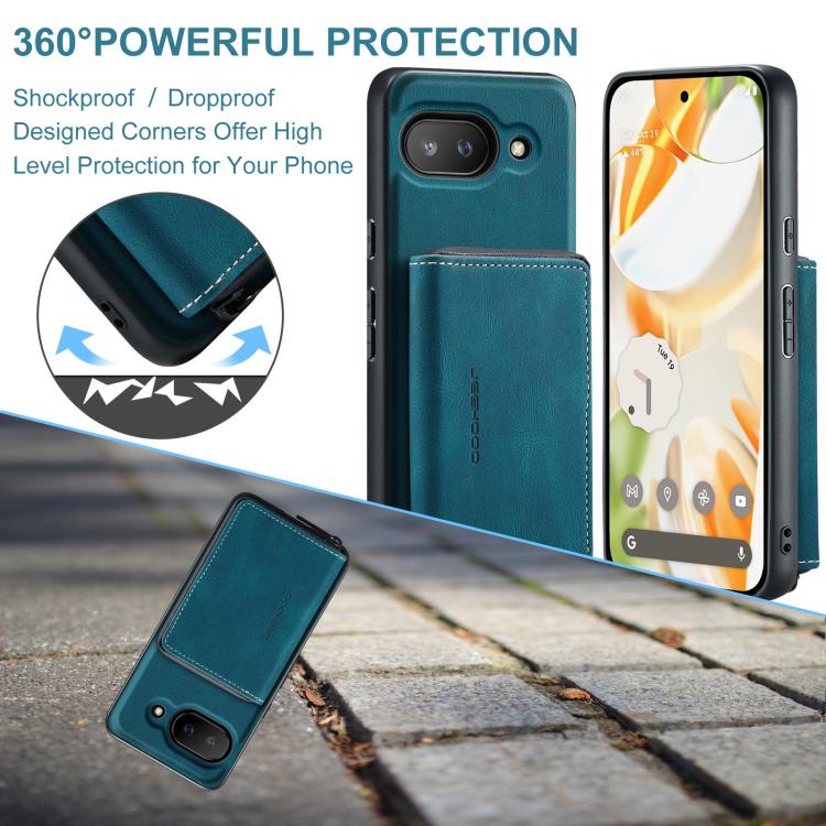 For Google Pixel 9a JEEHOOD J02 Magnetic Zipper Horizontal Flip Leather Phone Case(Blue) by JEEHOOD