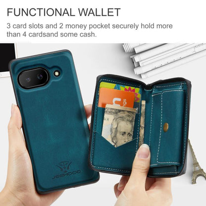 For Google Pixel 9a JEEHOOD J02 Magnetic Zipper Horizontal Flip Leather Phone Case(Blue) by JEEHOOD