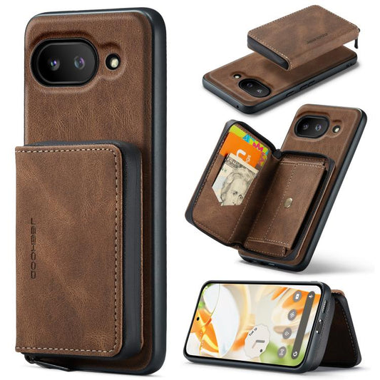 For Google Pixel 9a JEEHOOD J02 Magnetic Zipper Horizontal Flip Leather Phone Case(Brown) by JEEHOOD