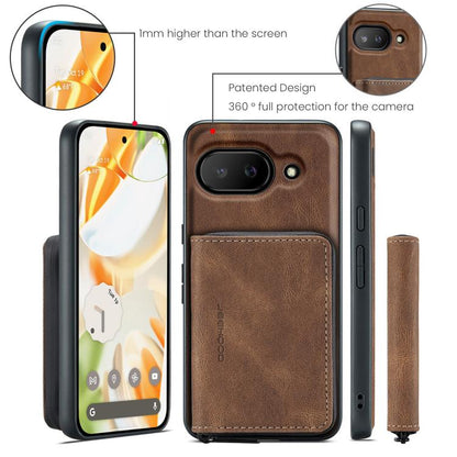 For Google Pixel 9a JEEHOOD J02 Magnetic Zipper Horizontal Flip Leather Phone Case(Brown) by JEEHOOD