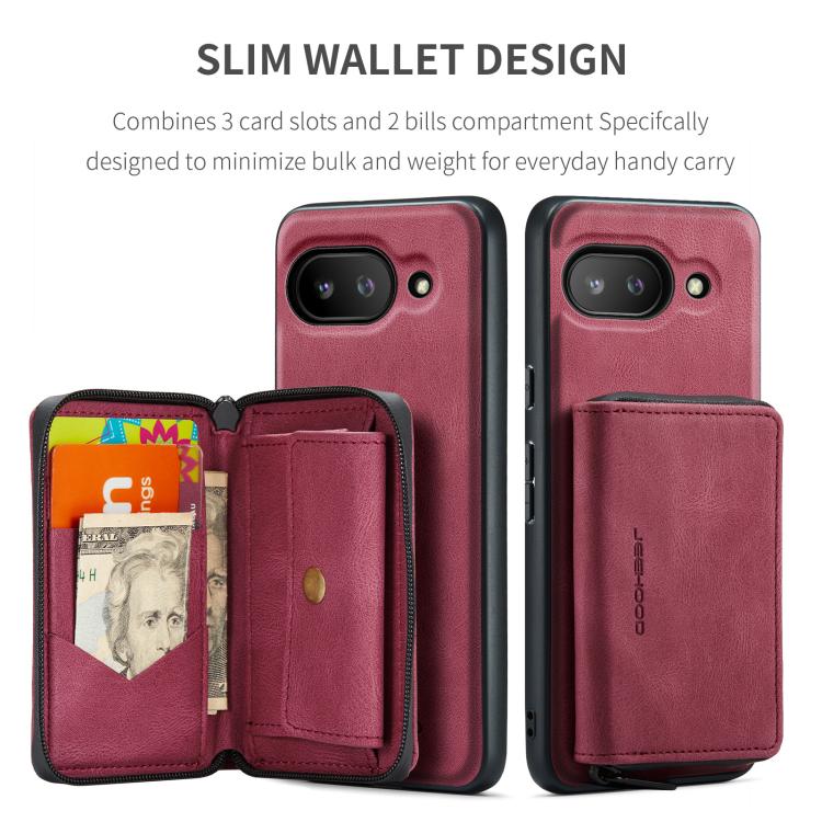 For Google Pixel 9a JEEHOOD J02 Magnetic Zipper Horizontal Flip Leather Phone Case(Red) by JEEHOOD