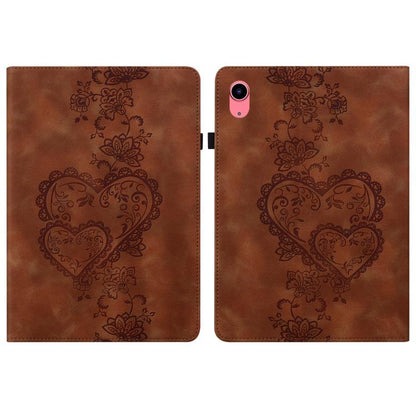 For iPad 2025 / 2022 Love Hearts Embossed Leather Smart Tablet Case(Brown) by bashfashion