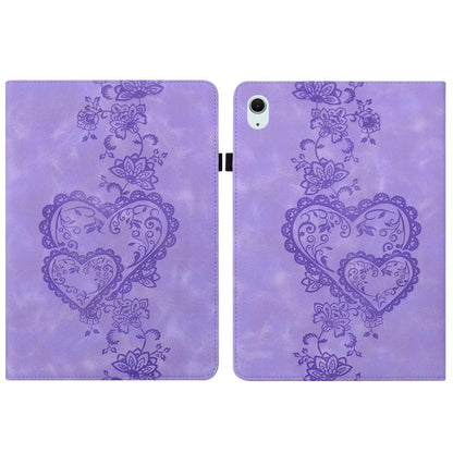 For iPad Air 11 2025 / 2024 Love Hearts Embossed Leather Smart Tablet Case(Purple) by bashfashion