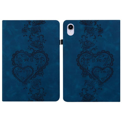 For iPad mini 6 / mini 2024 Love Hearts Embossed Leather Smart Tablet Case(Dark Blue) by bashfashion