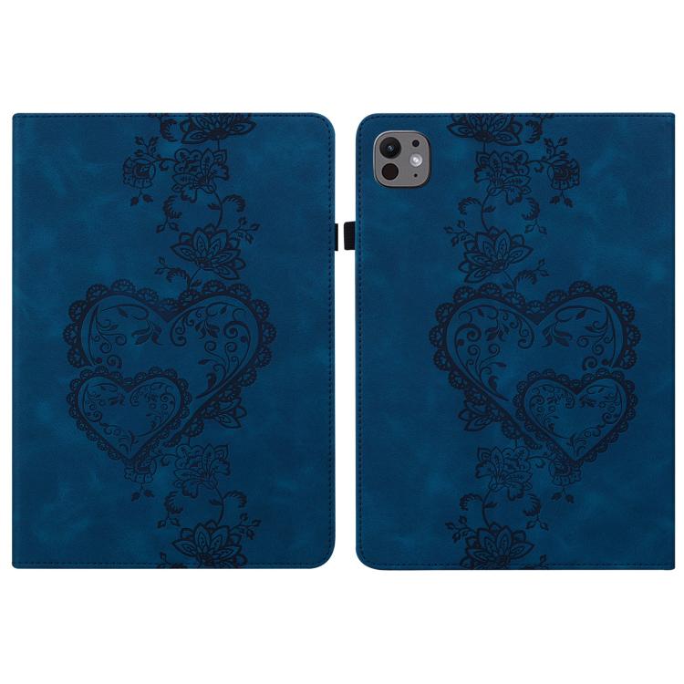 For iPad Pro 13 2025 / 2024 Love Hearts Embossed Leather Smart Tablet Case(Dark Blue) by bashfashion
