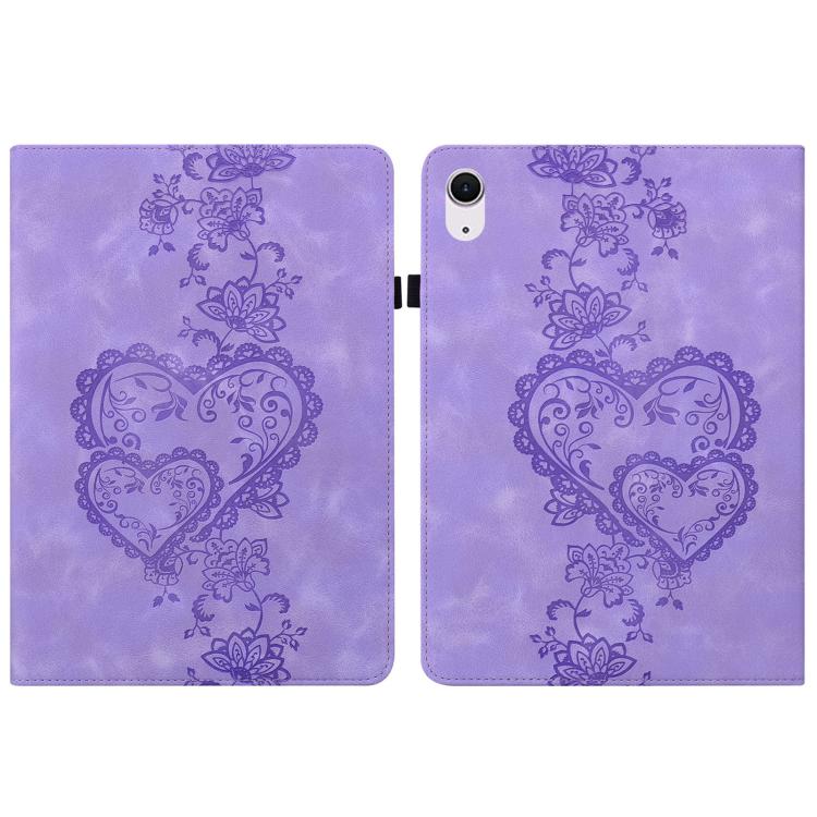 For iPad 10.2 2021 / Air 10.5 Love Hearts Embossed Leather Smart Tablet Case(Purple) by bashfashion