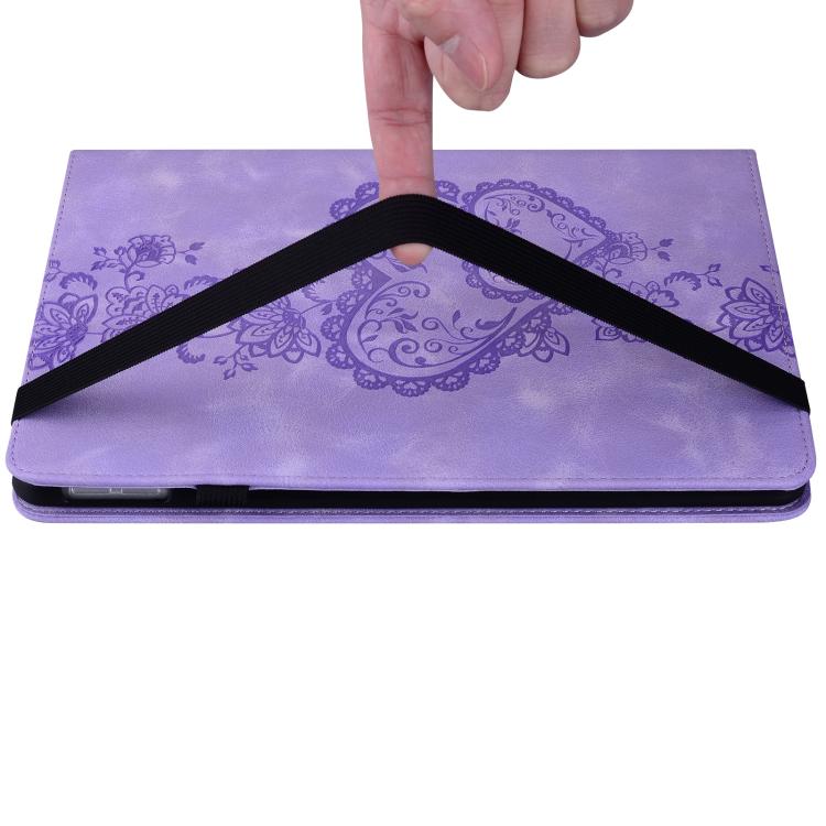 For iPad 10.2 2021 / Air 10.5 Love Hearts Embossed Leather Smart Tablet Case(Purple) by bashfashion