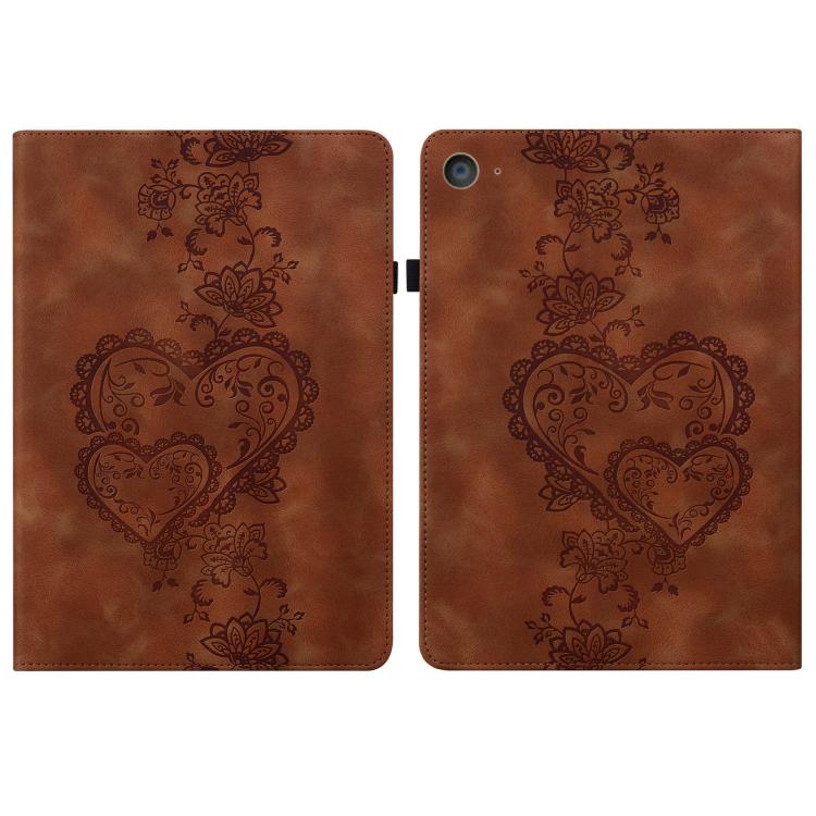 For iPad mini 5 / 4 / 3 / 2 / 1 Love Hearts Embossed Leather Smart Tablet Case(Brown) by bashfashion