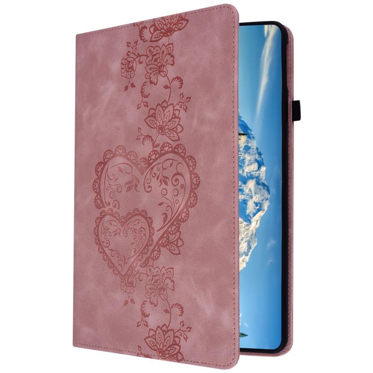 For iPad Air / Air 2 / 9.7 2017 / 2018 Love Hearts Embossed Leather Smart Tablet Case(Pink) by bashfashion
