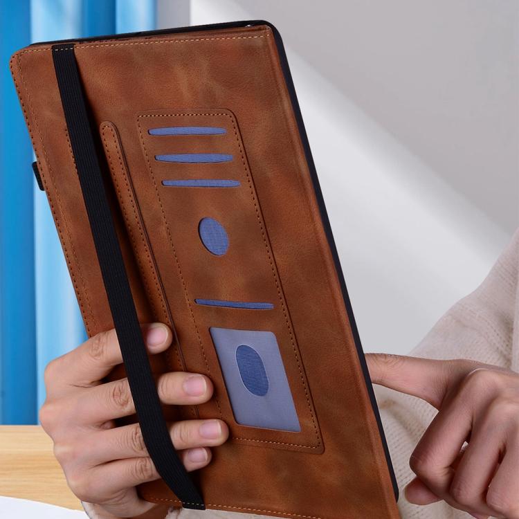 For Huawei MediaPad T5 Love Hearts Embossed Leather Tablet Case(Brown) by bashfashion