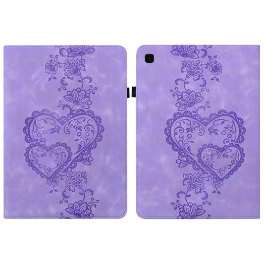 For Samsung Galaxy Tab S6 Lite 2022 / 2020 Love Hearts Embossed Leather Smart Tablet Case(Purple) by bashfashion