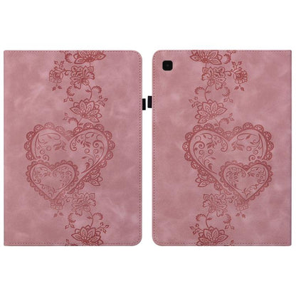 For Samsung Galaxy Tab S6 Lite 2022 / 2020 Love Hearts Embossed Leather Smart Tablet Case(Pink) by bashfashion