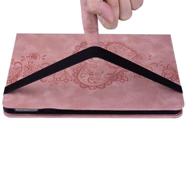 For Samsung Galaxy Tab S6 Lite 2022 / 2020 Love Hearts Embossed Leather Smart Tablet Case(Pink) by bashfashion