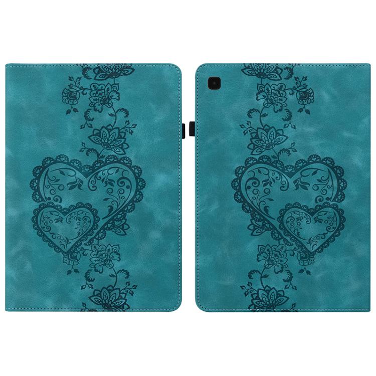 For Samsung Galaxy Tab S6 Lite 2022 / 2020 Love Hearts Embossed Leather Smart Tablet Case(Green) by bashfashion