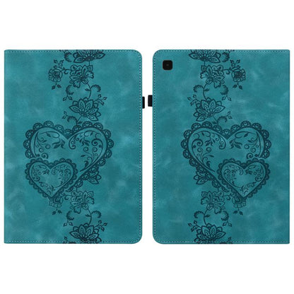 For Samsung Galaxy Tab S6 Lite 2022 / 2020 Love Hearts Embossed Leather Smart Tablet Case(Green) by bashfashion